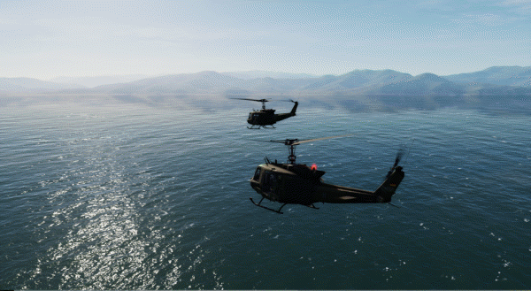 UH-1 Formation over Water